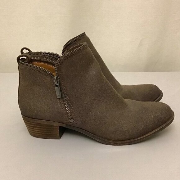 Lucky Brand 7.5 Bartalino Women’s Booties Suede Leather Ankle Boots Brown - Picture 3 of 12
